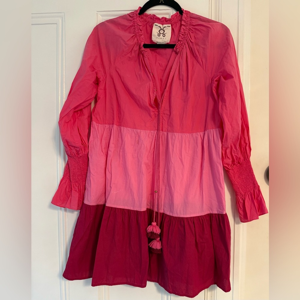 Figue Beach Dress Coverup - tiered color block